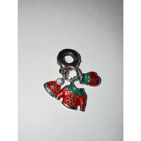 925 Sterling Silver Christmas Sweater Beanie Glove Dangle Charm