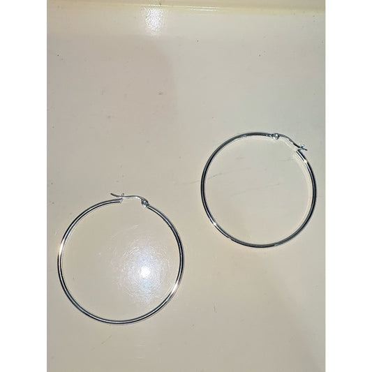 925 Sterling Silver Hoop Earrings 2"