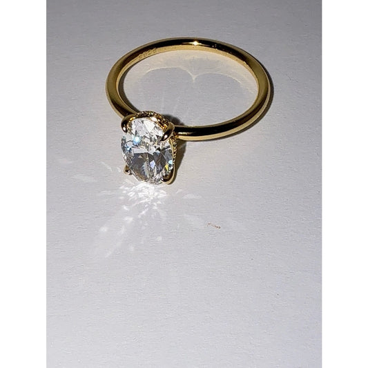3 CT Oval CZ Hidden Halo Ring S925 Gold Plated Size 10
