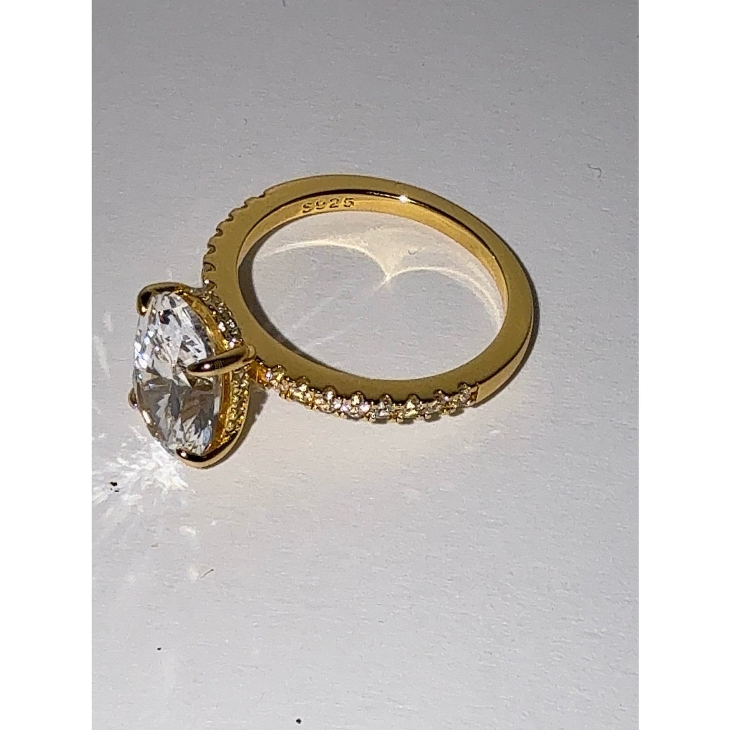 3.5ct Oval CZ Gold Vermeil Wedding Set Size 6.5