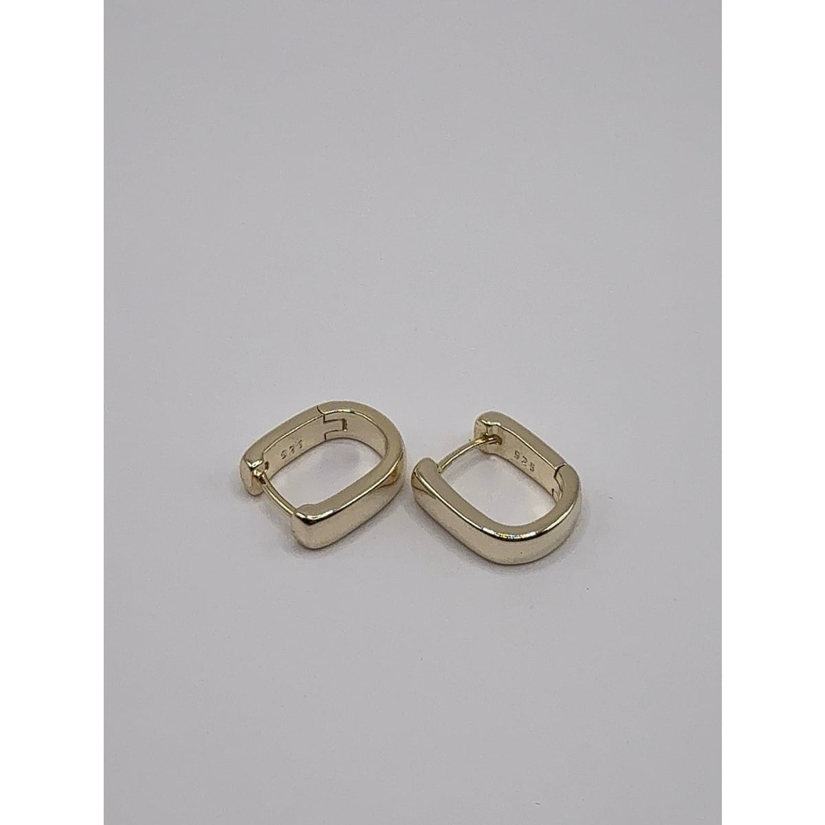 925 Sterling Silver Gold Plated Geometric Square Huggie Hoop Earrings