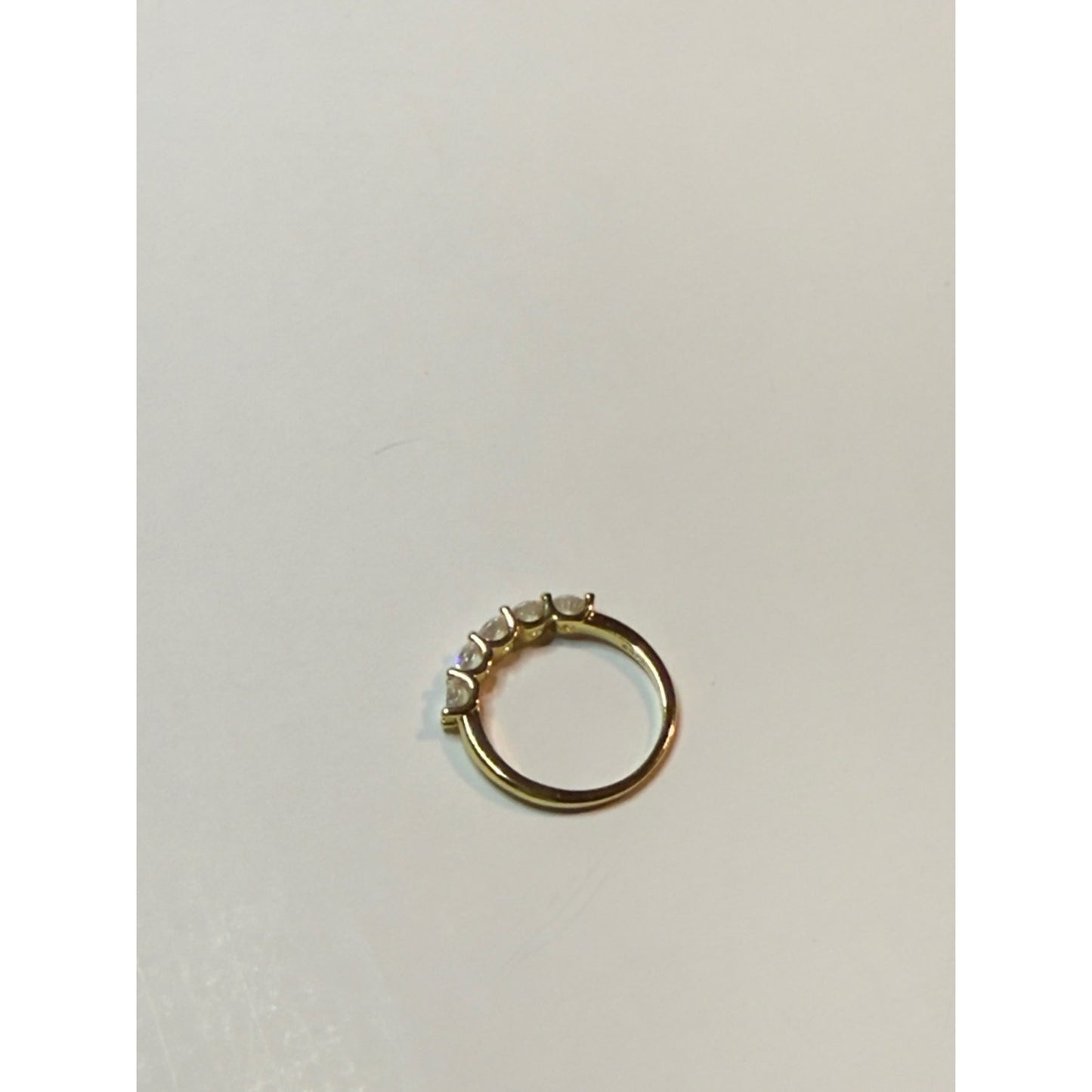 14K Yellow Gold Plated 925 Sterling Silver Stone Eternity Band Ring 7.5