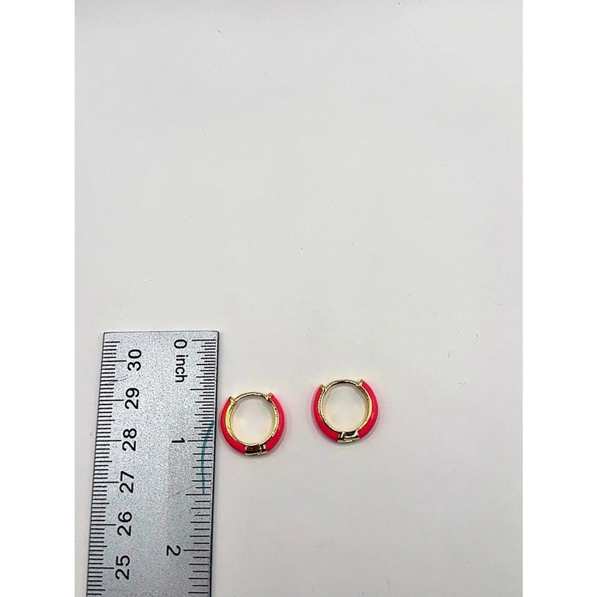 14K Gold Plated Hot Pink Enamel Huggie Hoop Earrings