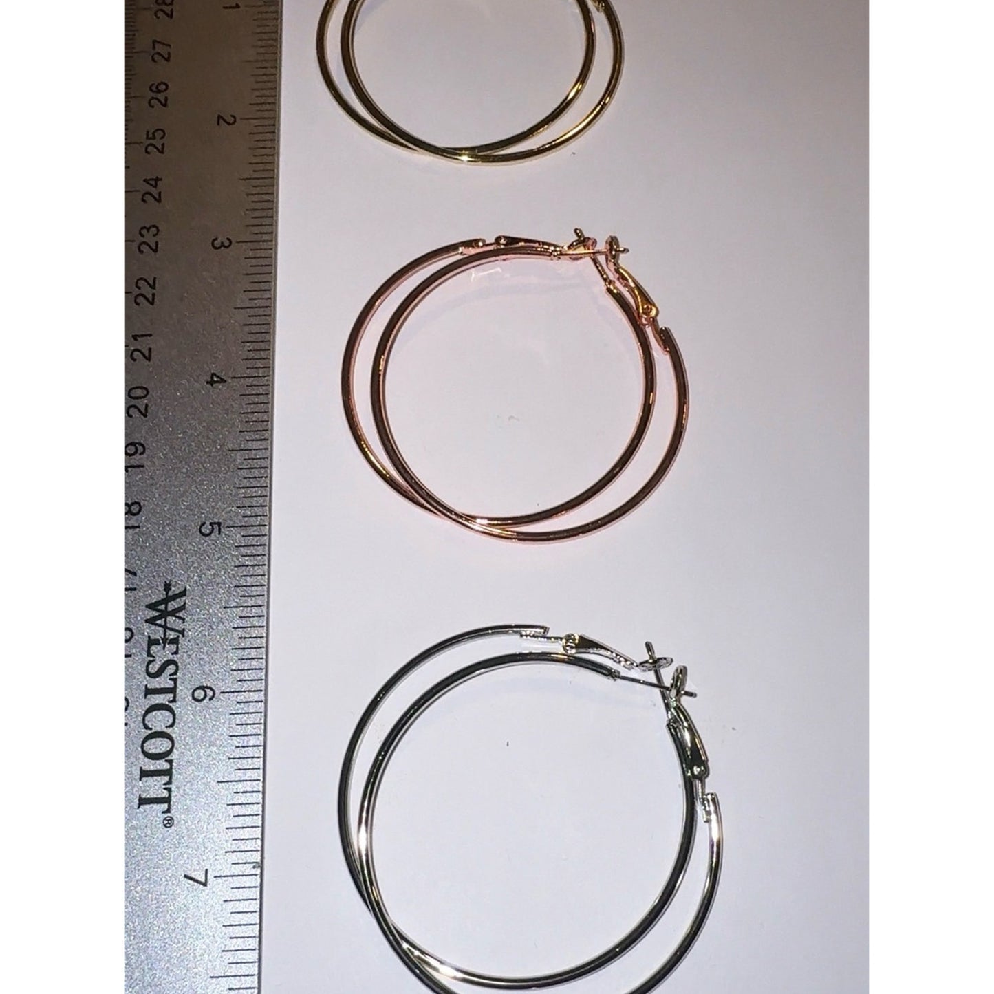 BUNDLE 14K Gold Plated 50mm Large Hoop Earrings Set 925 Sterling Silver Post 3pr