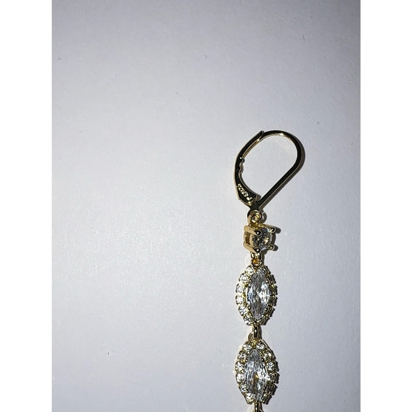 925 Sterling Silver Cubic Zirconia Dangle Earrings 14K Gold Plated