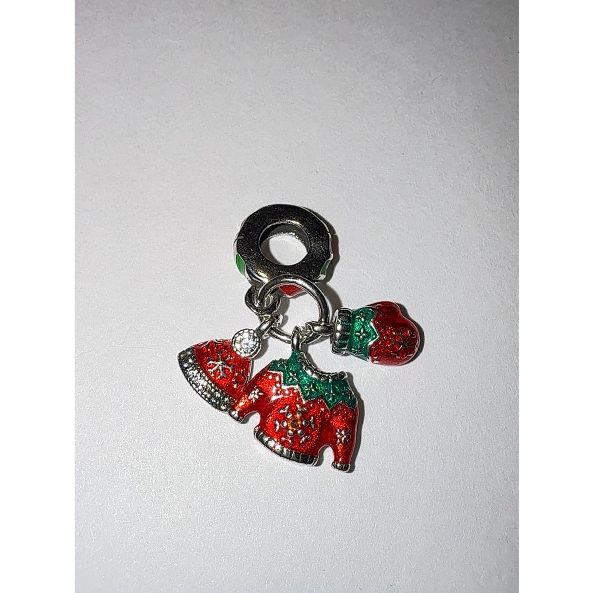 925 Sterling Silver Christmas Sweater Beanie Glove Dangle Charm