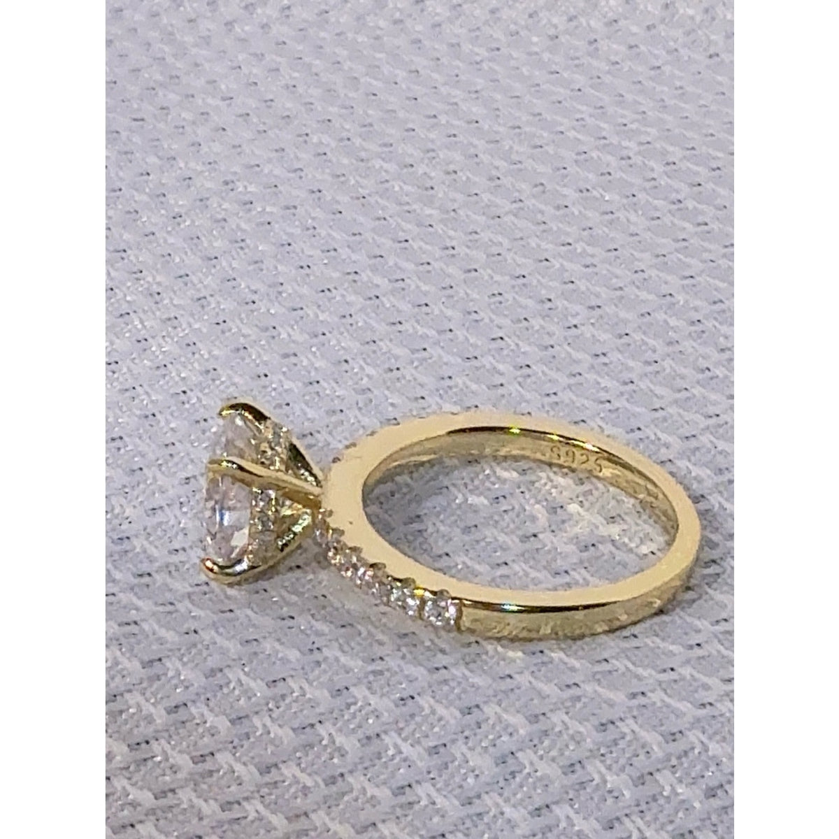 925 Sterling Silver 14Gold Plated Solitaire Halo Engagement CZ Ring -Jewelry-7
