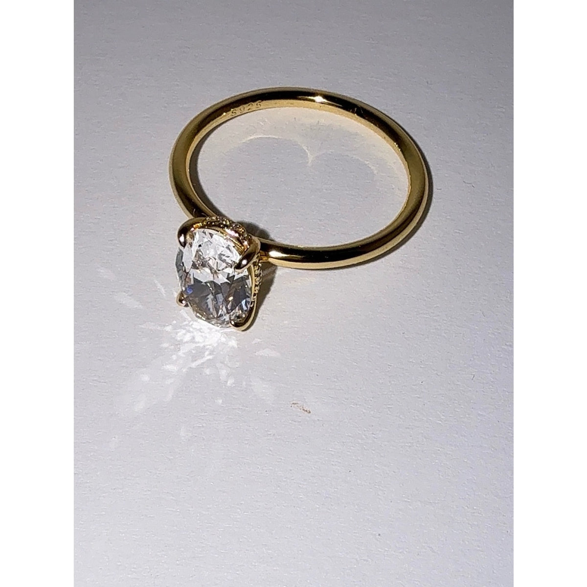 3 CT Oval CZ Hidden Halo Ring S925 Gold Plated Size 10