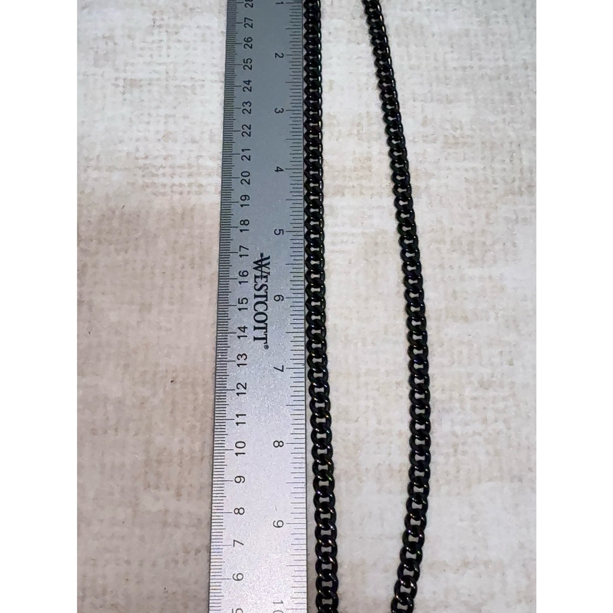 Men's Black Stainless Steel Cuban Link Curb Chain Necklace - 7mm / 22"