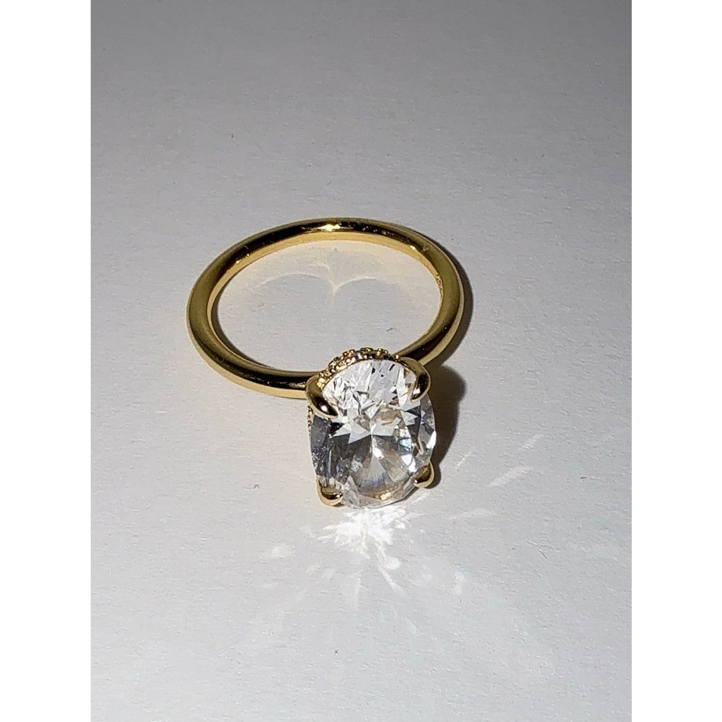 3.5 CT Oval Cubic Zirconia Engagement Ring Gold Over S925 Silver Size 6