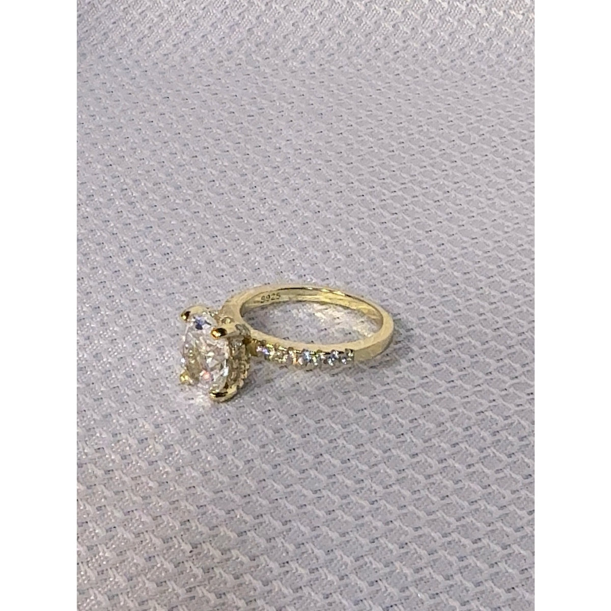 925 Sterling Silver 14Gold Plated Solitaire Halo Engagement CZ Ring -Jewelry-7
