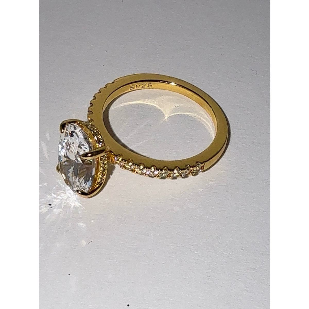 3.5ct Oval CZ Gold Vermeil Wedding Set Size 6.5