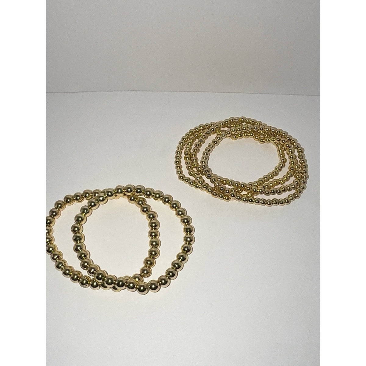 14K Gold Plated Beaded Stretch Bracelet Set