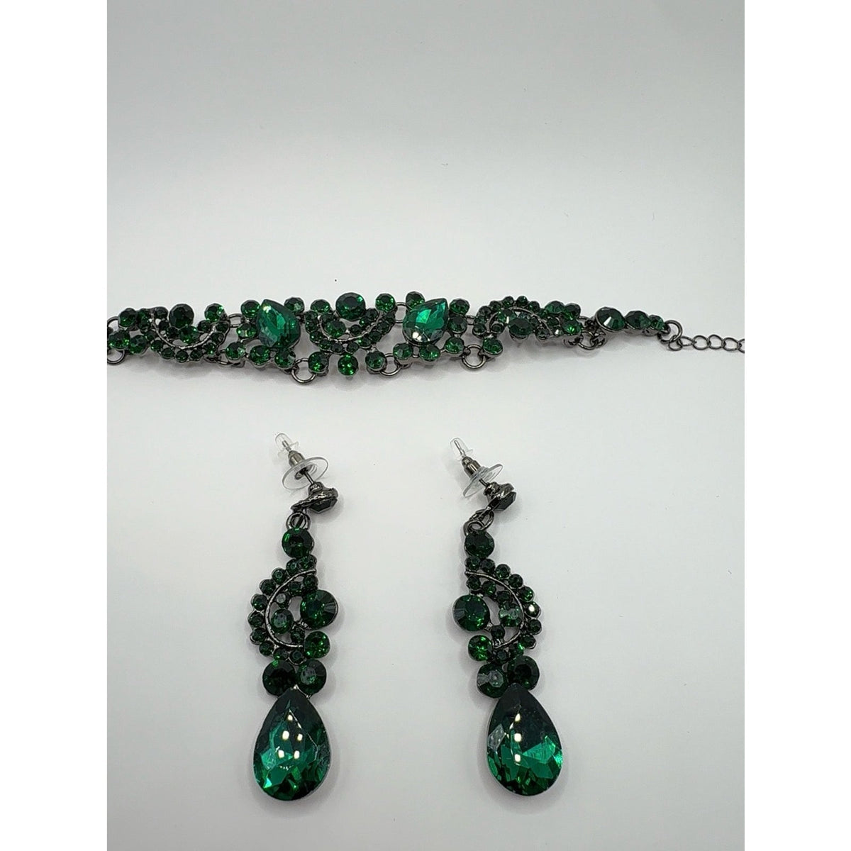 Emerald Green Rhinestone Crystal Jewelry Set