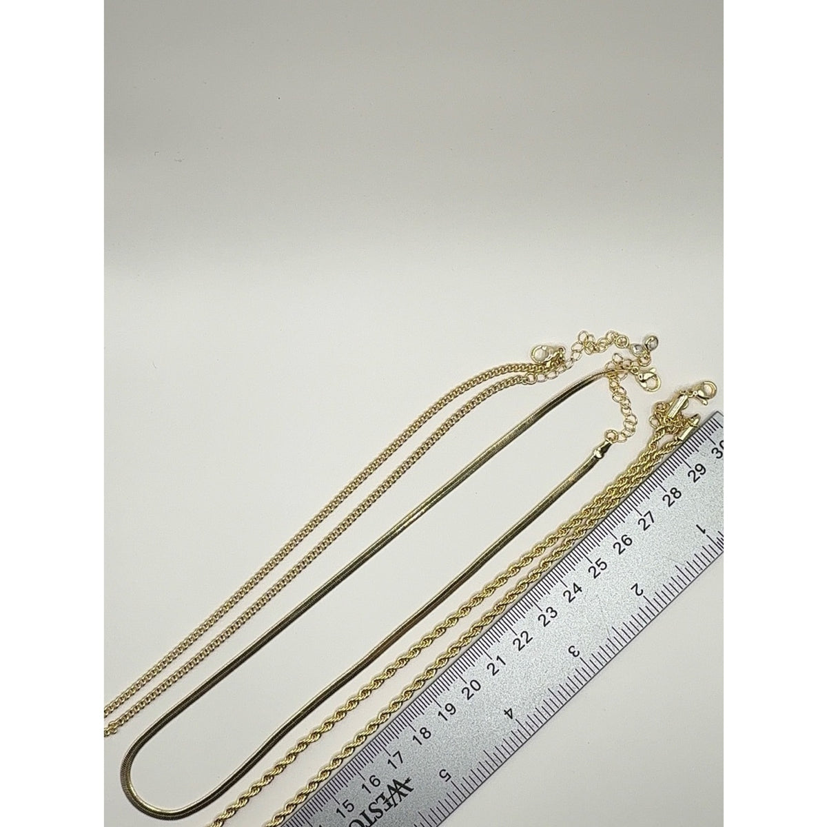14K Gold Plated Layered Necklace Set | Snake Curb & Rope Chain