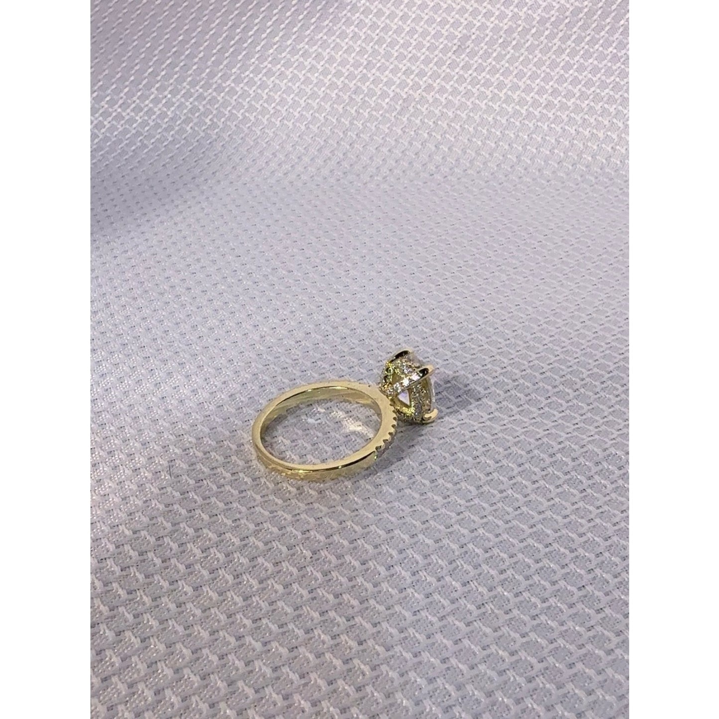 925 Sterling Silver 14Gold Plated Solitaire Halo Engagement CZ Ring -Jewelry-7