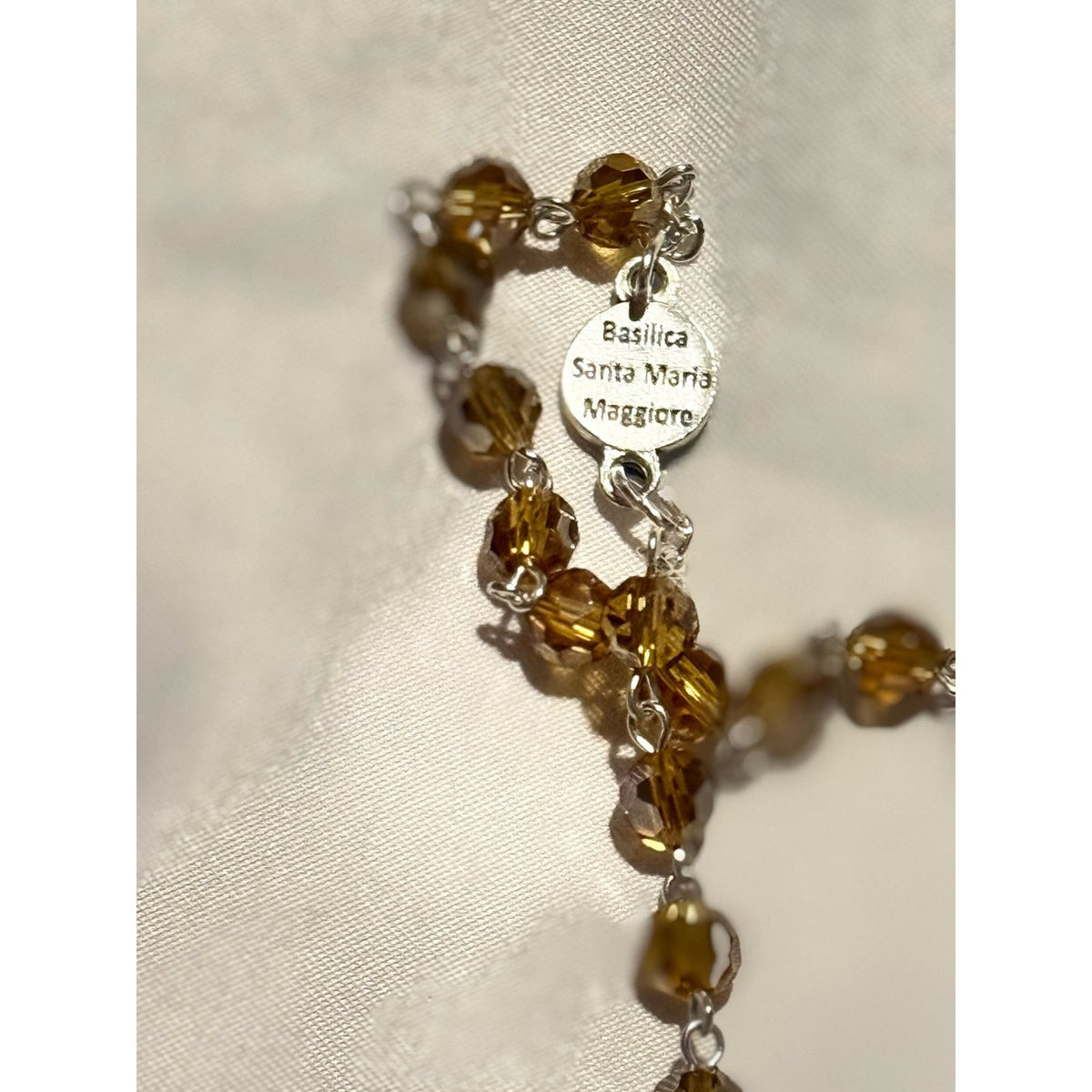 MONDO CATTOLICO Italy Mary Mater Ecclesiae Crystal Rosary Necklace