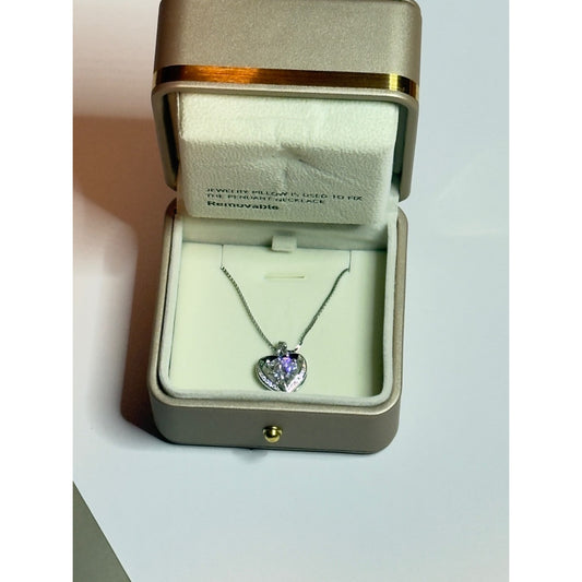 3.0ct Moissanite Heart Pendant Necklace 925 Sterling Silver NIB