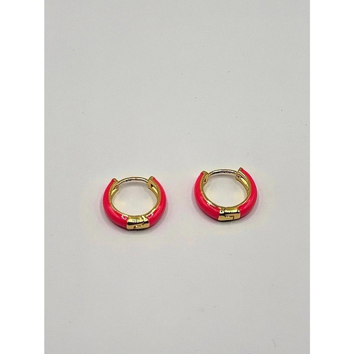 14K Gold Plated Hot Pink Enamel Huggie Hoop Earrings