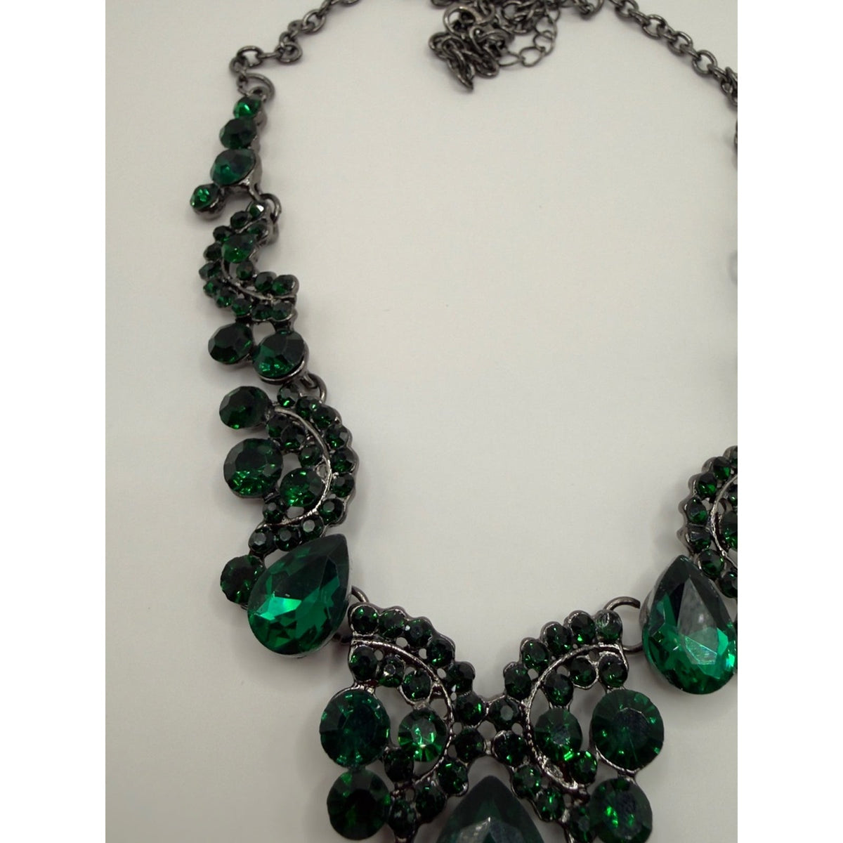Emerald Green Rhinestone Crystal Jewelry Set