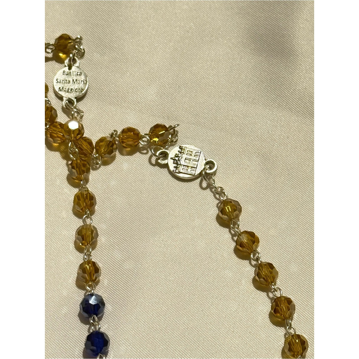 MONDO CATTOLICO Italy Mary Mater Ecclesiae Crystal Rosary Necklace