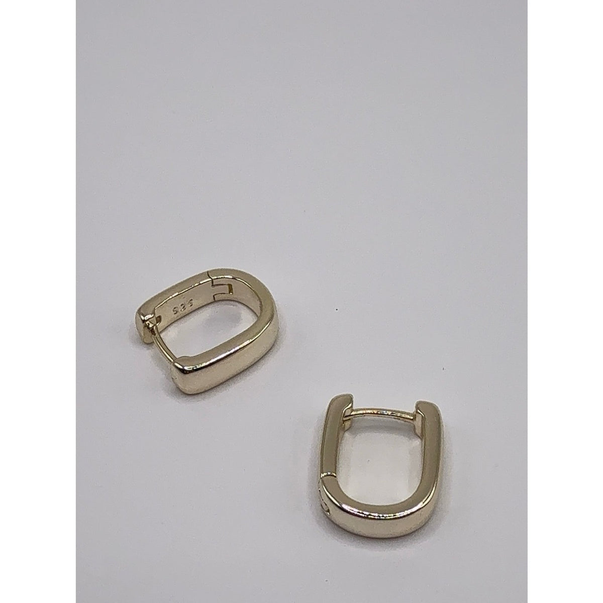 925 Sterling Silver Gold Plated Geometric Square Huggie Hoop Earrings