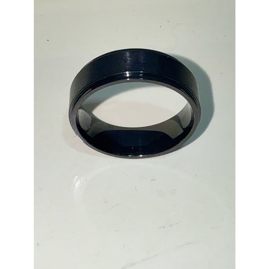 8mm Black Titanium Ring-Gold Plated Inner Band Classic Beveled Edge Wedding Ring