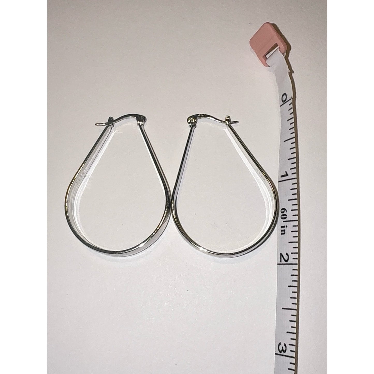 Sterling Silver 925 Teardrop Hoop Earrings Silver