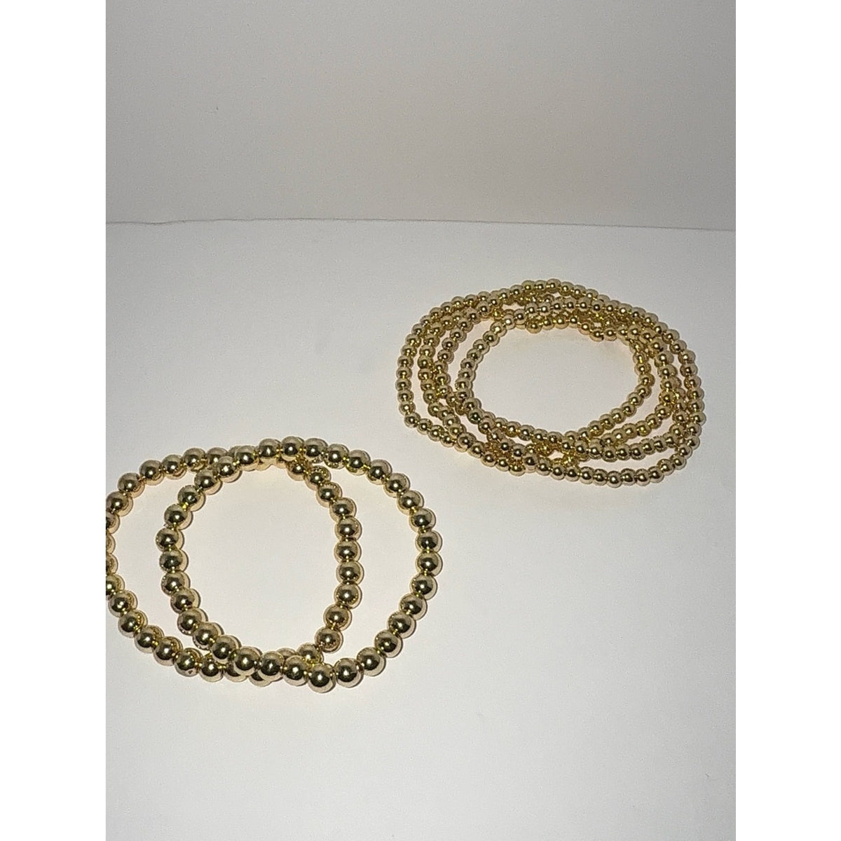 14K Gold Plated Beaded Stretch Bracelet Set
