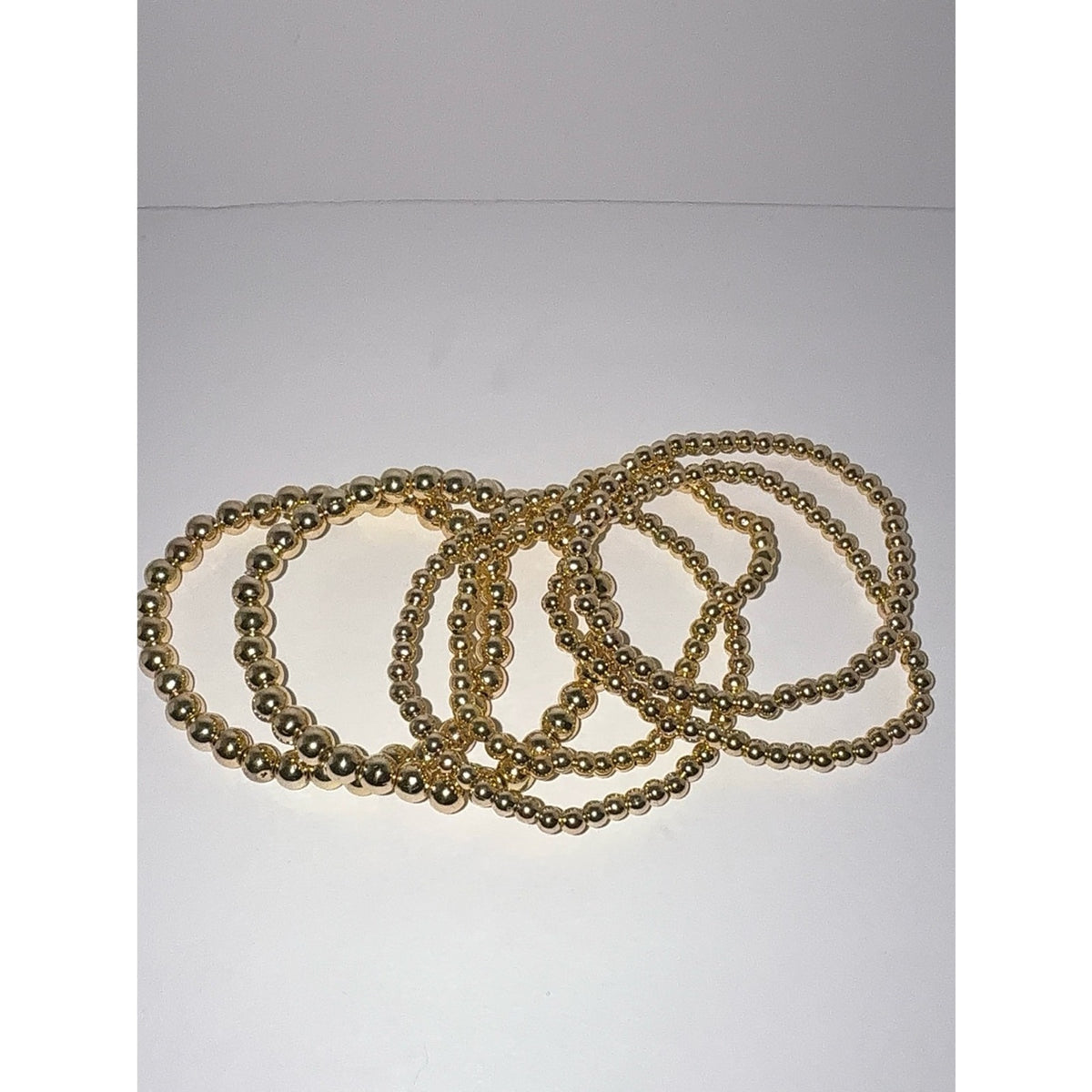 14K Gold Plated Beaded Stretch Bracelet Set