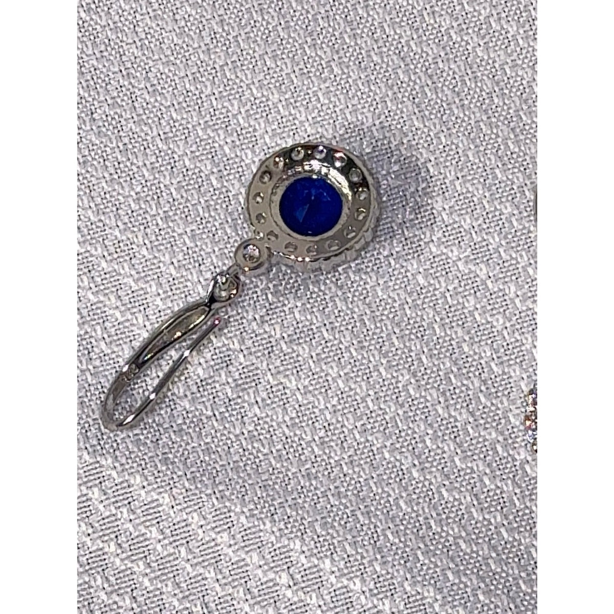 925 Sterling Silver Royal Blue Sapphire CZ Halo Dangle Earrings