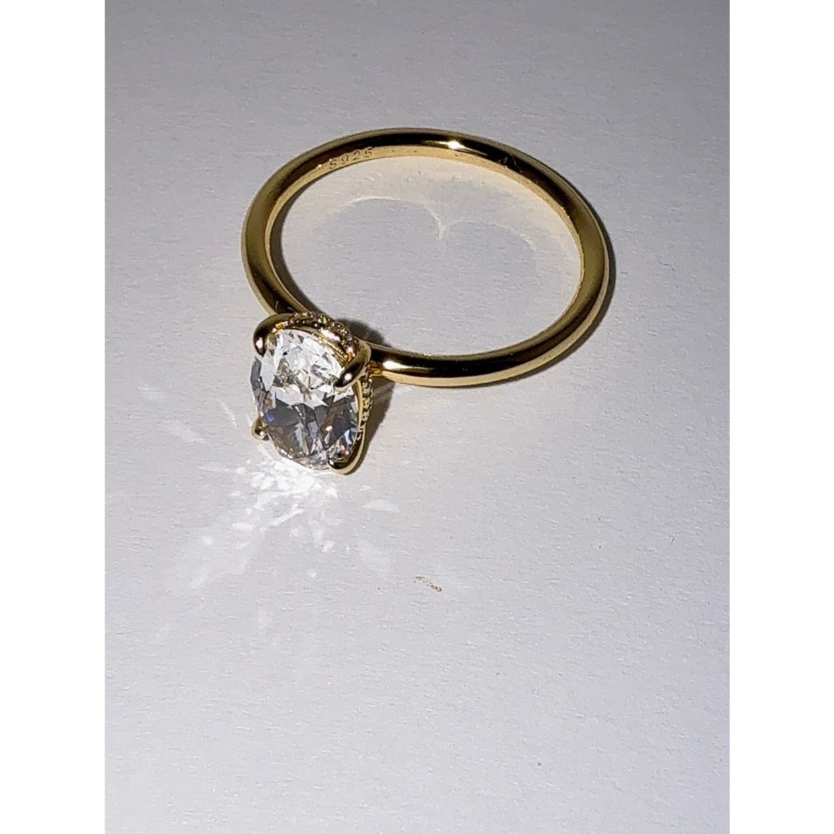 3 CT Oval CZ Hidden Halo Ring S925 Gold Plated Size 10