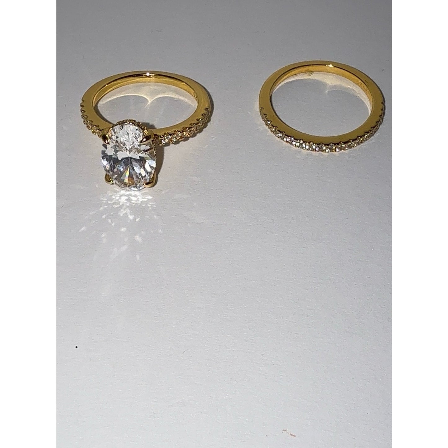 3.5ct Oval CZ Gold Vermeil Wedding Set Size 6.5