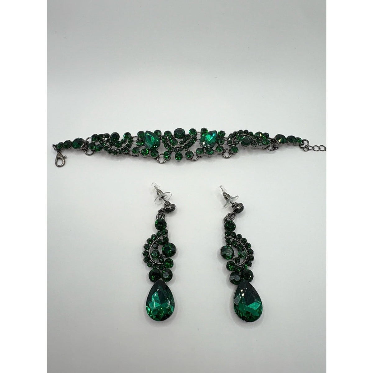 Emerald Green Rhinestone Crystal Jewelry Set