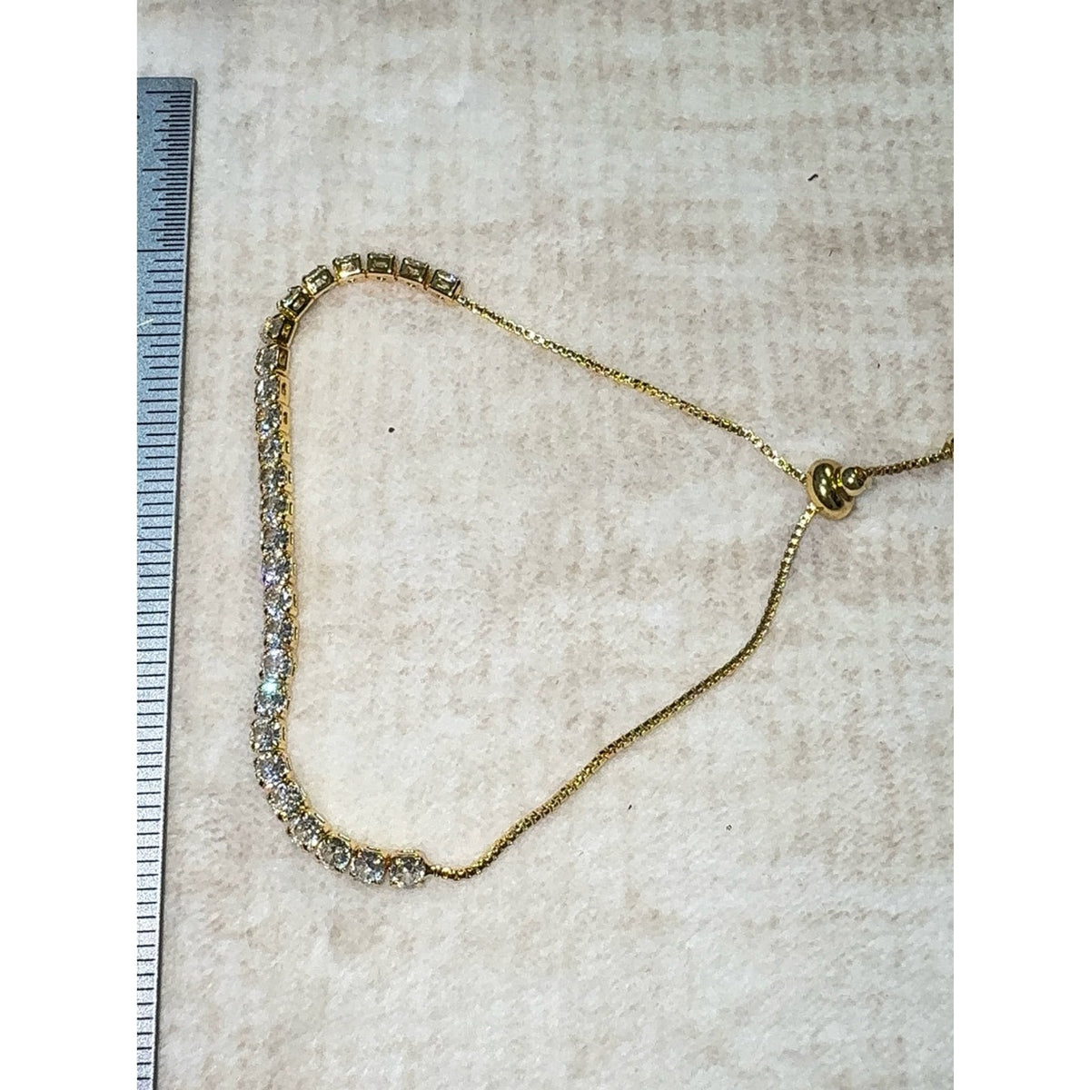 18K Gold Plated Cubic Zirconia Tennis Slider Bracelet Adjustable Chain Pull