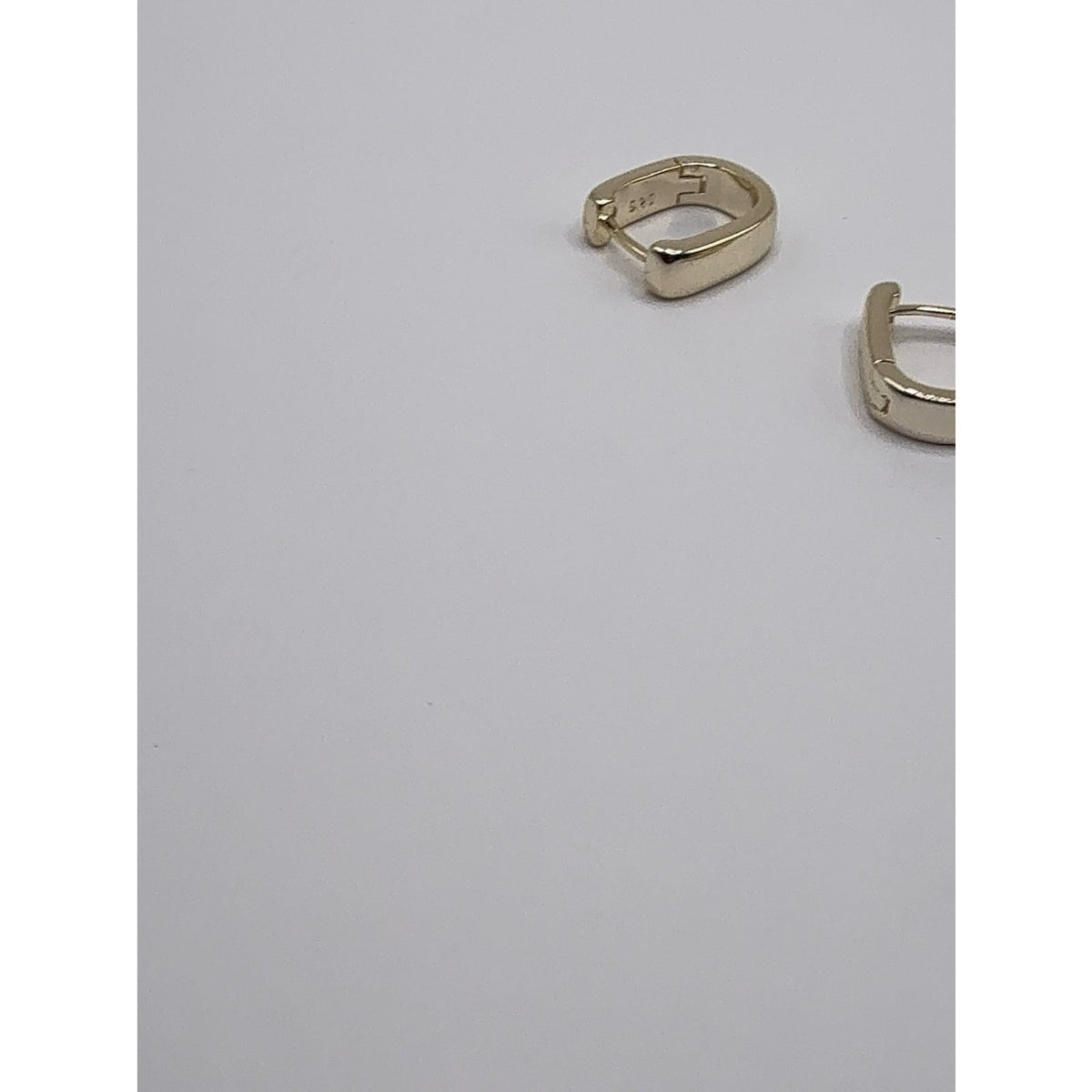 925 Sterling Silver Gold Plated Geometric Square Huggie Hoop Earrings