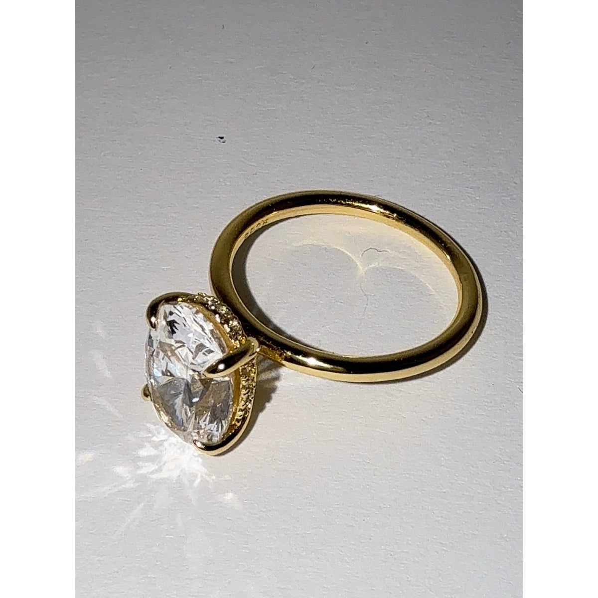 3.5 CT Oval Cubic Zirconia Engagement Ring Gold Over S925 Silver Size 6