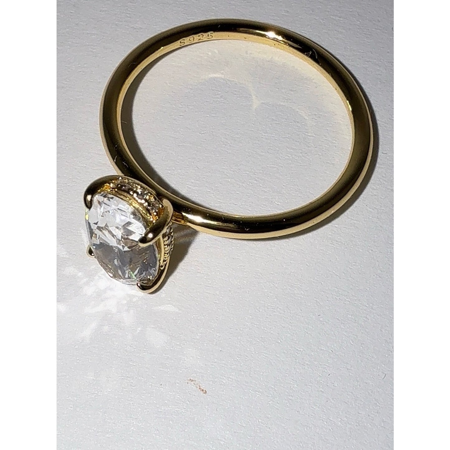 3 CT Oval CZ Hidden Halo Ring S925 Gold Plated Size 10