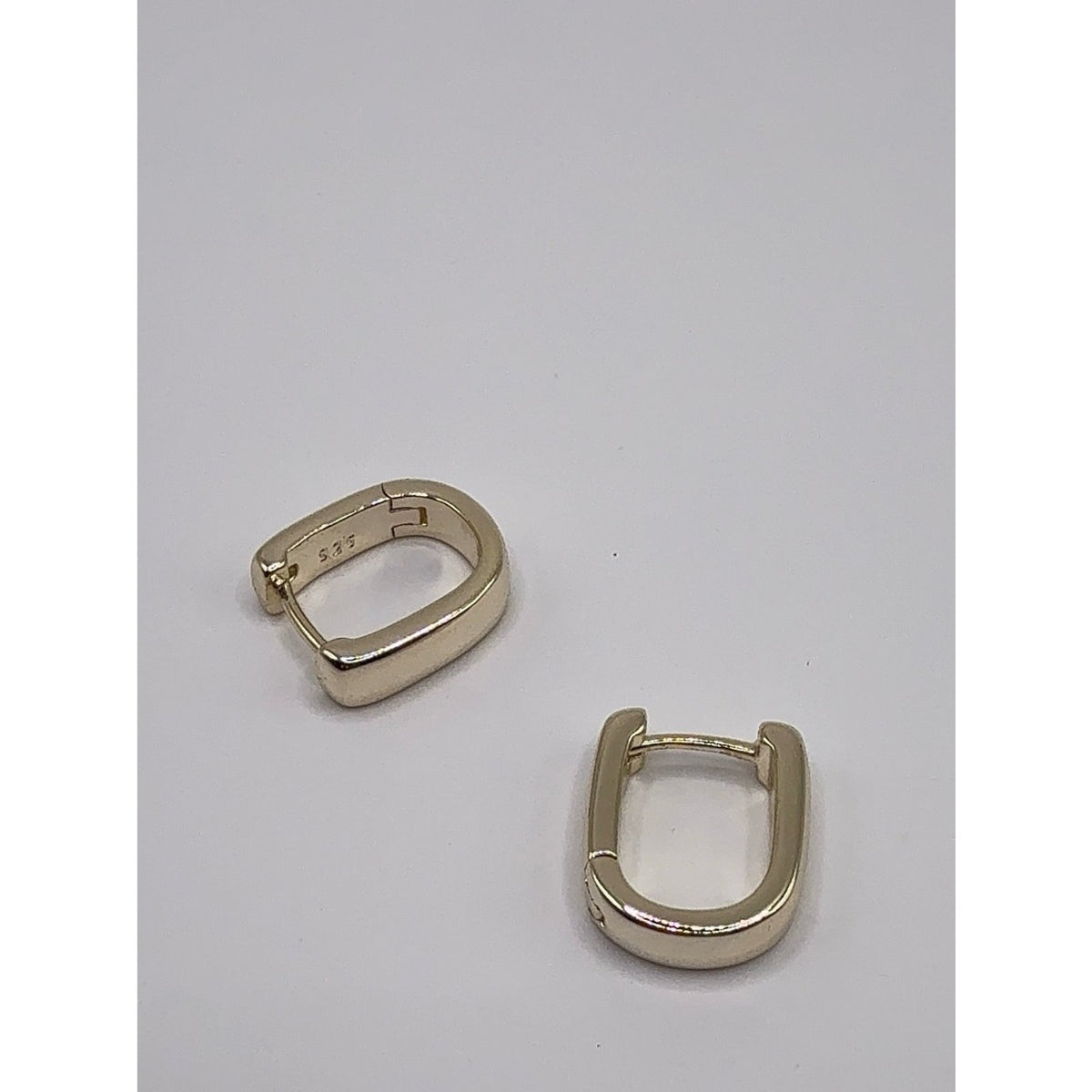 925 Sterling Silver Gold Plated Geometric Square Huggie Hoop Earrings