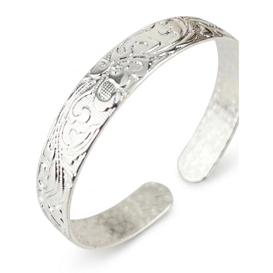 925 Sterling Silver Plated Engraved Open Cuff Bracelet