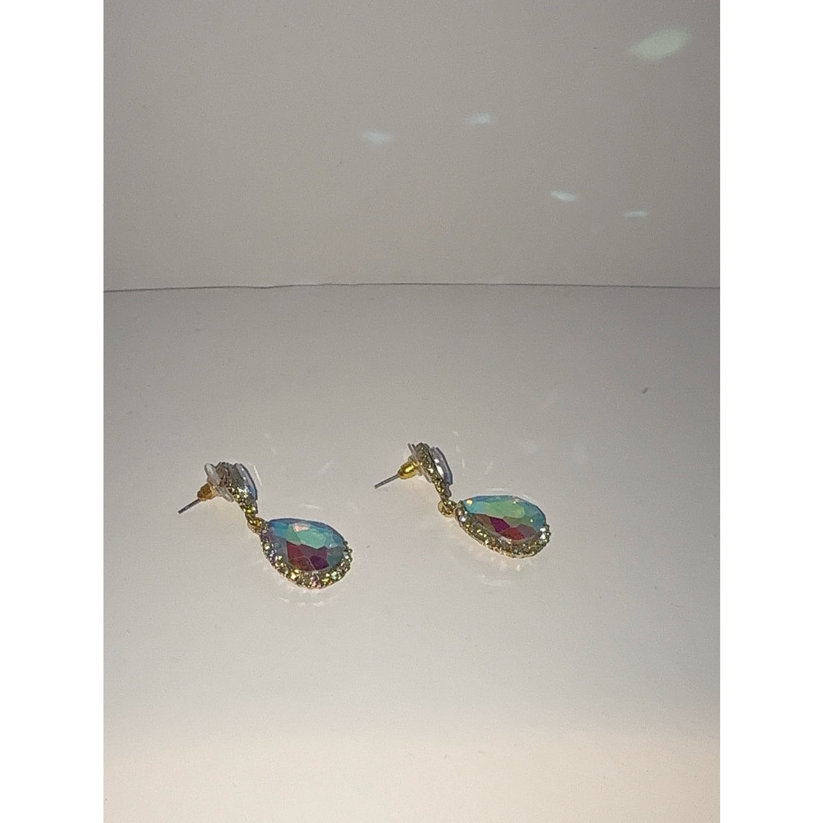 Austrian Crystal Iridescent Teardrop Dangle Earrings | AB Drop