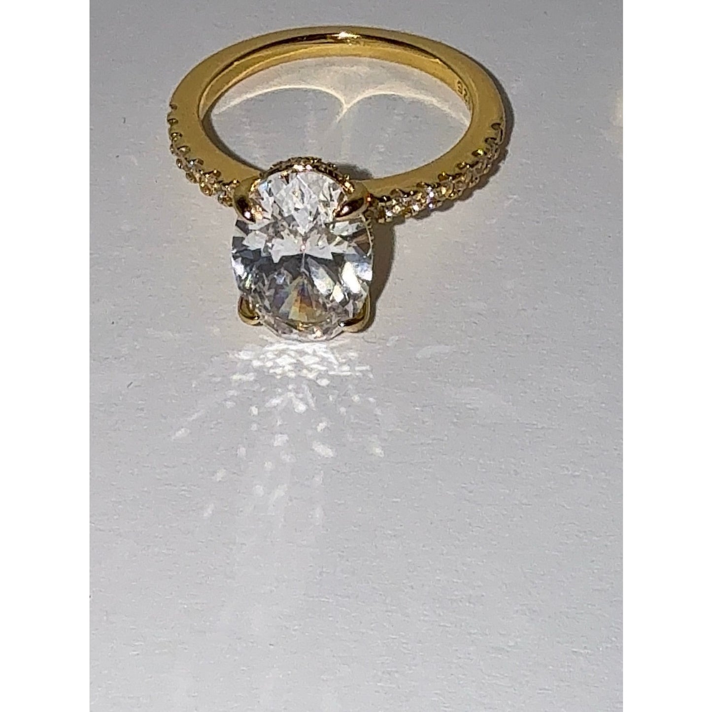 3.5ct Oval CZ Gold Vermeil Wedding Set Size 6.5