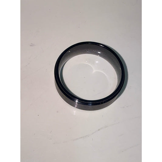 8mm Black Titanium Ring-Gold Plated Inner Band Classic Beveled Edge Wedding Ring
