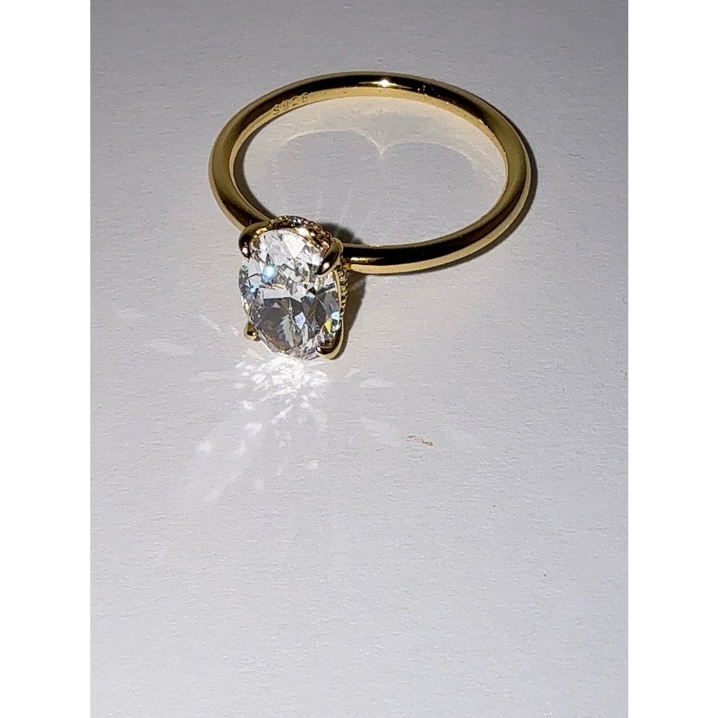 3 CT Oval CZ Hidden Halo Ring S925 Gold Plated Size 10