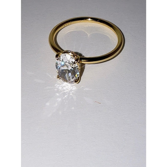 3 CT Oval CZ Hidden Halo Ring S925 Gold Plated Size 10