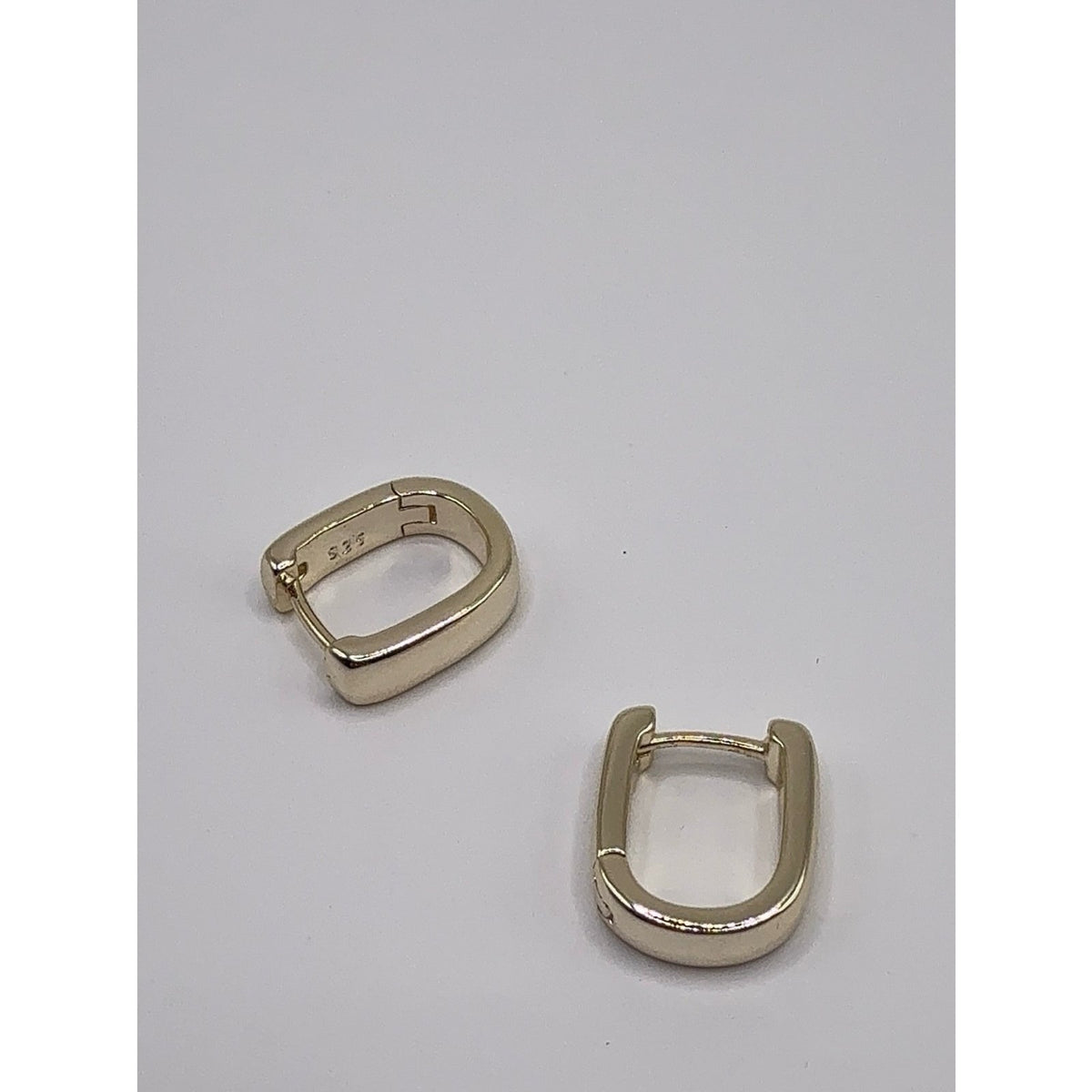 925 Sterling Silver Gold Plated Geometric Square Huggie Hoop Earrings