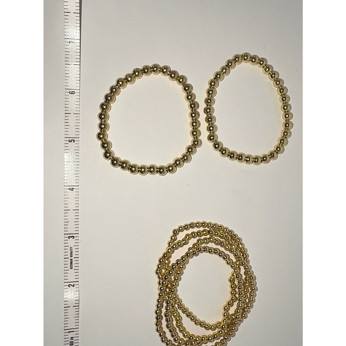 14K Gold Plated Beaded Stretch Bracelet Set