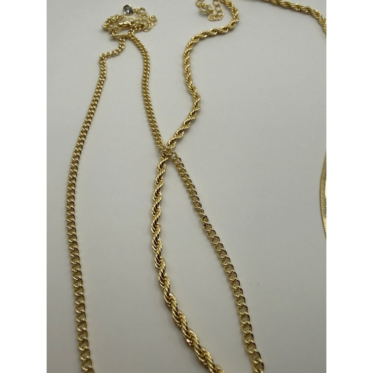 14K Gold Plated Layered Necklace Set | Snake Curb & Rope Chain