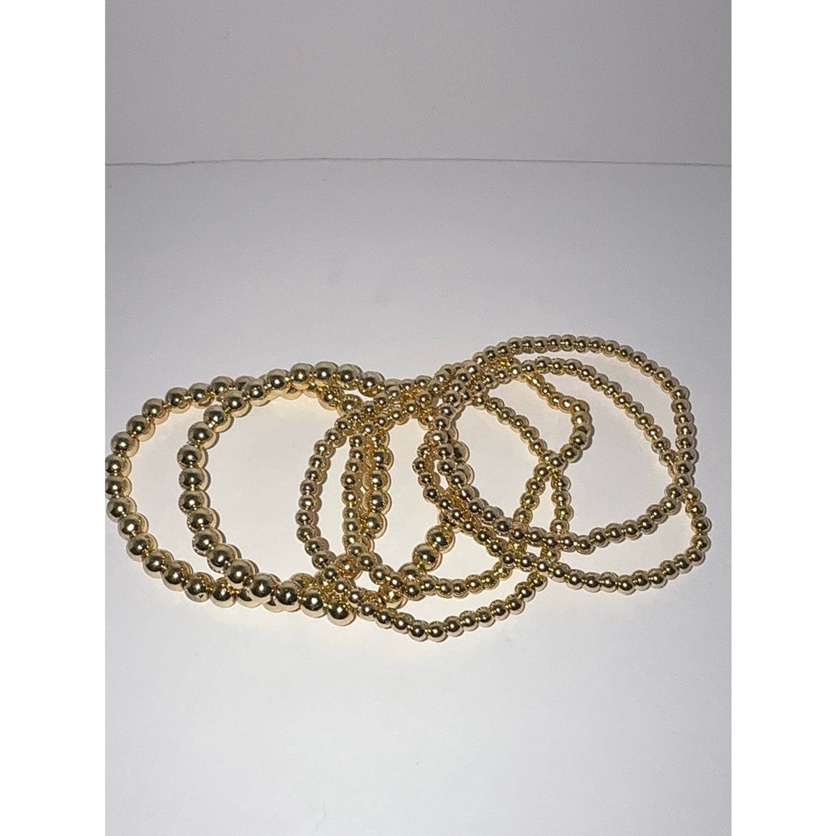 14K Gold Plated Beaded Stretch Bracelet Set
