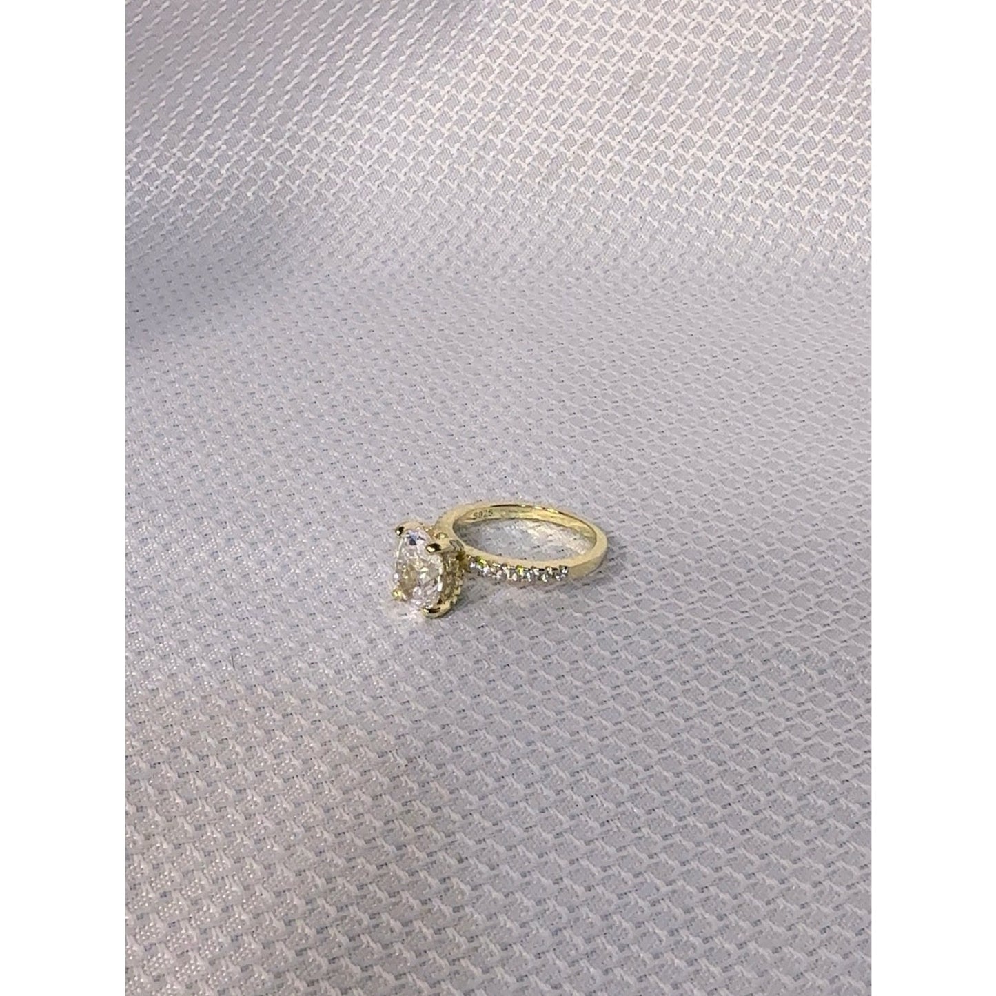 925 Sterling Silver 14Gold Plated Solitaire Halo Engagement CZ Ring -Jewelry-7